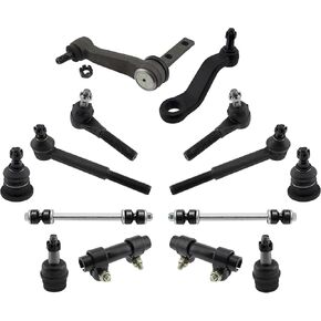 PartsW - 14 Pc Front Suspension Kit for Dodge Ram 1500 1994 1995 1996 1997 1998 1999 RWD Adjusting Sleeves + Inner & Outer Tie Rod Ends + Upper & Lower Ball Joints + Idler & Pitman Arms + Sway Bars