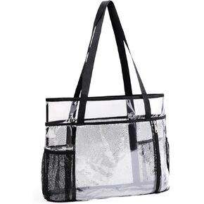 TINYAT Beach Tote Bag for Women Large Capacity - Waterproof Sandproof 6 Pockets with Zipper Gym Travel Shopping Handbag
