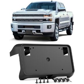 Silverado Front License Plate Bracket for 2016 2017 2018 Chevrolet Silverado 1500,2019 Silverado 1500 LD for 23354526 GM1068172 Front Bumper License Plate Bracket Holder