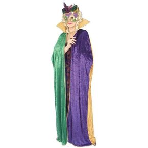 Forum Novelties womens Full Length Mardi Gras Cape Costume Accessory, Green/Gold/Purple, Adult US
