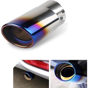 1 PC Car Exhaust Muffler, Adjustable Intake Straight Stainless Steel Exhaust Pipe Exhaust Pipe Head, Exhaust Tips Bolt-On Design Exhaust Tailpipe, Compatible with Most Car Models (Black)