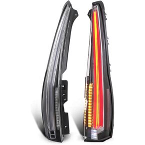 LED Tail Light Assembly Compatible for Chevy Suburban Tahoe GMC Yukon 2007-2014, Smoked Tinted Style Rear Lamp Back Light, Yellow Turn Signal,5Pin Plug