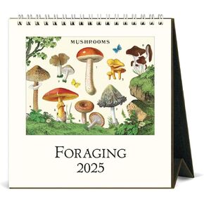 Cavallini 2025 Vintage Foraging Easel Desk Calendar, 6 x 6.5 Inches, 12 Month Page-A-Month Standing Desk Calendar, Vintage-style Illustrations, Small and Cute Desktop Flip Calendar 2025