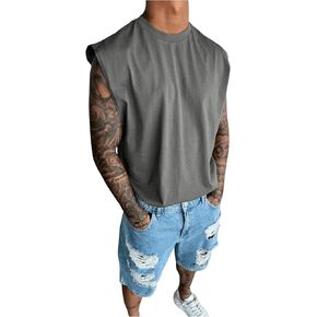 Floerns Men's Sleeveless Tee Shirts Round Neck Active Gym Muscle Tank Top