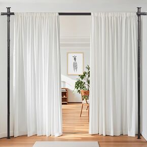 Anndason Room Divider, Room Divider Curtain Rod 4-10ft (H) 28-126inch(W) No Drilling Adjustable Curtain Rod Wall Divider for Room Separation Heavy Duty Floor to Ceiling Hanging Room Divider (Black)