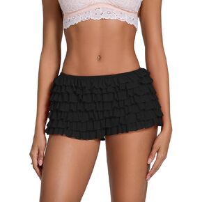 Women Ruffle Bloomers Y2k Lace Trim Lolita Pettipants Cute Layered Frill Pumpkin Bottom Shorts Sweet Booty Panties
