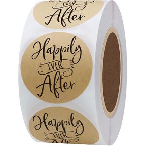 ملصقات Hybsk Kraft Happily Ever After مقاس 1.5 بوصة دائرية إجمالي 500 ملصق لكل لفة