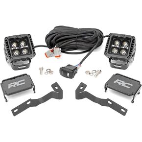 Rough Country Dual 2" LED Ditch Light Kit for Toyota Tacoma (2005-2015) - (2) 2-in Black Series LED Cubes with Amber DRL