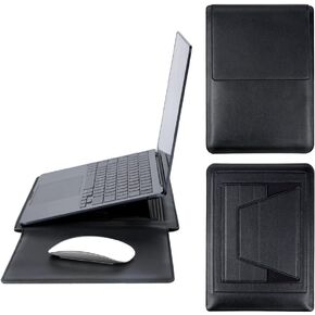 IMMOENUC Laptop Sleeve Case with Stand for 2023/2021 MacBook Pro 14 M3 M2 M1 A2992 A2918 A2779 A2442 /Maccbook Air 13 A1466 A1369 A1304 14 inch PU Leather Slim Bag with Mouse Pad（Black）