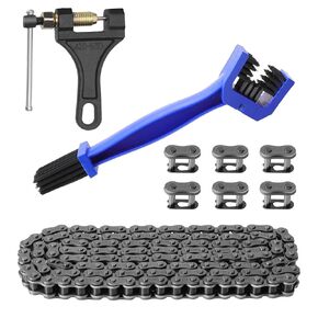 428 Motorcycle Chain, Heavy Duty Carbon Steel Drive Chain with Connecting Master Link and Chain Breaker for Motorcycle, Bicycle, Small Kart, Off-Road Vehicle, ATV