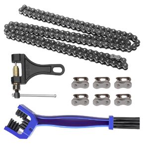 420 Standard Carbon Steel Motorcycle Chain, 110cc 125cc, with Chain Opener, for Motocross, Kart, Scooter, ATV