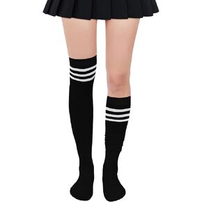 Zando Striped Thigh High Socks for Women Striped Knee High Socks Cosplay Stockings Thigh Highs over the Knee Socks
