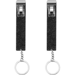Teaaha 2 PCS Card Grabber for Long Nails, Cute Credit Card Puller Clip for Long Nails Portable Acrylic Atm Card Clip Keychain Debit Bank Card Grabber for Women Men Black