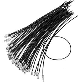 50 Pcs Wire Keychain Cable,Nylon Coated Stainless Steel String Wire Luggage Tag loops,2mm Thick,10 Inches Length