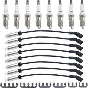 41-962 19299585 16Pcs Spark Plug & Spark Plug Wire Kit Spark Plug and Wire Replacement for GMC Yukon Replacement for Chevy Silverado Replacement for Cadillac Escalade