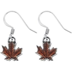 Danforth – Mini Maple Leaf Fall/Autumn Pewter Wire Earrings, 1/2", Surgical Stainless Steel Wire, Handcrafted, Made In USA