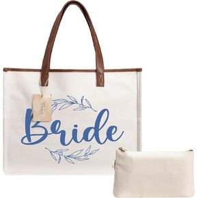 Your Perfect Day Bride Bag - Large Bridal Mrs Bag for Wedding & Honeymoon - With Zip Pocket and Bonus Vanity Case