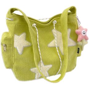 Makukke Y2K Corduroy Shoulder Bag Women, Cute Tote Bag Large Crossbody Bag for Work Travel Shopping