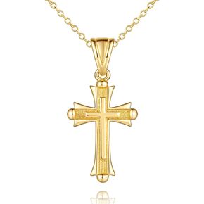 Cross Necklace 14K Gold Cross Necklaces for Women Double Cross Pendant Gold Cross Chain Non-Tarnish Cross Jewelry Women Gifts Mariner/Cable Chains