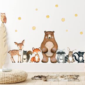 Watercolor Wall Stickers for Kids, Jungle Animals, Wall Stickers for Kids Room, Nursery Decor and Classroom Theme, Removable Theme Wall Decor