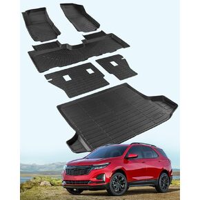 for Chevy Equinox Floor Mats 2024 2023 2022 2021 2020 2019 2018,for GMC Terrain Cargo Liners 2018-2024,Floor Mats for Chevy Equinox All Weather Trunk Mats Rear Backrest Mats Accessories (6PCS)