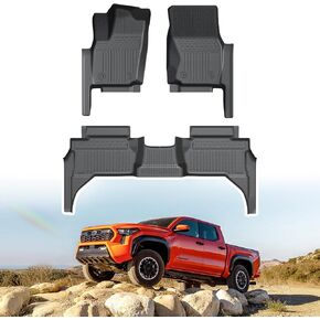 Floor Mats for 2024 Toyota Tacoma, All Weather TPE Protection 1st & 2nd Row Pickup Mats for Tacoma Accessories