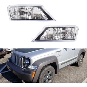 For 2008 2009 2010 2011 2012 Jeep Liberty Front Bumper Signal Side Marker housing Smoked Lens 57010124AA-PFM, 57010125AA-PFM，‎CH2520145, CH2521145