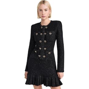 Self Portrait Women's Black Buttoned Knit Mini Dress in Kuwait