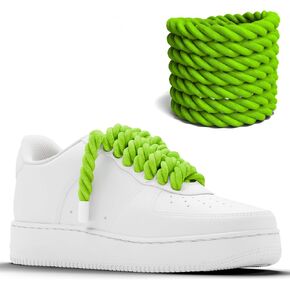 Neon Green with Clear Aglets Natural Cotton Rope Shoelaces, 10mm Thick, 160cm Length for Air Force 1, Boot Laces, Elastic Laces, Ideal Thick Rope for Sneakers, Jordan shoes, Dunks