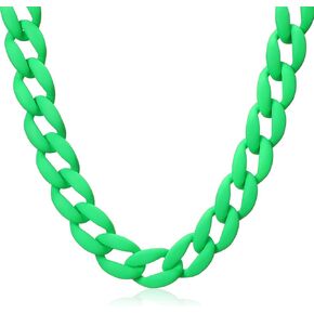 Tondiamo Chunky Resin Link Chain Necklace Thick Statement Acrylic Choker Necklace Colorful Rock Music Necklace for Women 80s Party Neon Collar Necklace Jewelry Gift