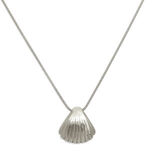 Dainty Gold Shell Pendent Necklace for Women, Trendy Simple Statement Seashell Textured Adjustable Snake Chain Choker Summer Beach Jewelry Gifts
