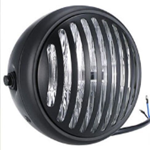 Vintage Round Motorcycle Headlight Grill Head Led Light for Harley Cafe Racer Bobber,Black#B in Saudi Arabia