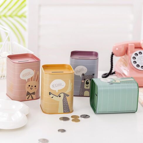 FAVOMOTO 4PCS Piggy Bank، جرة توفير الكرتون Piggy Bank Money Bank Cash Coin Jar صندوق توفير المال لحامل العملات المعدنية المزخرفة الصغيرة in Kuwait