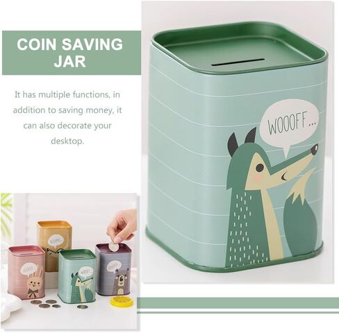 FAVOMOTO 4PCS Piggy Bank، جرة توفير الكرتون Piggy Bank Money Bank Cash Coin Jar صندوق توفير المال لحامل العملات المعدنية المزخرفة الصغيرة in Kuwait