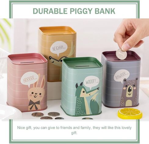 FAVOMOTO 4PCS Piggy Bank، جرة توفير الكرتون Piggy Bank Money Bank Cash Coin Jar صندوق توفير المال لحامل العملات المعدنية المزخرفة الصغيرة in Kuwait