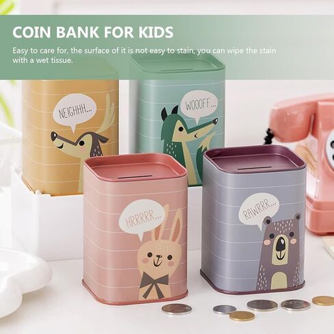 FAVOMOTO 4PCS Piggy Bank، جرة توفير الكرتون Piggy Bank Money Bank Cash Coin Jar صندوق توفير المال لحامل العملات المعدنية المزخرفة الصغيرة in Kuwait
