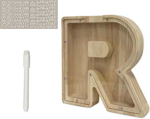 Wooden Letter Piggy Bank for Kids Boys Girls, 7 Inch Small Initial O Coin Piggy Bank, Personalized A-Z Alphabet Letter Money Bank, Wooden Money Savings Box, Birthday Gift, Children's Gift in Saudi Arabia