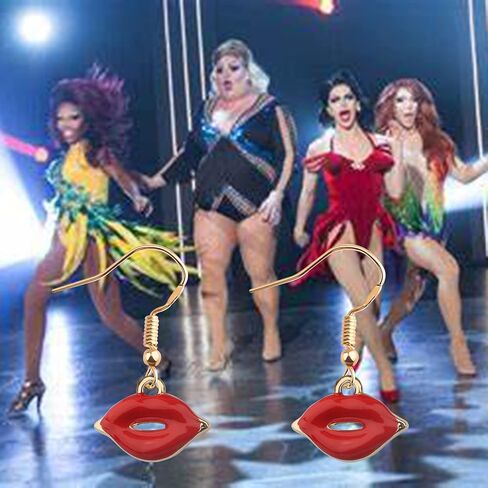 HOLLP TV Show مستوحاة من المجوهرات الكوميدية Queen Red Lips Earring Comedy Queen هدية لمحبي البرامج التلفزيونية in Saudi Arabia