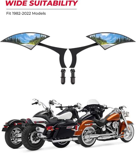 KEMIMOTO Spear Blade Mirrors للدراجات النارية مرايا الرؤية الخلفية زوج واحد من المرايا الجانبية الرياضية لشارع Glide Electra Glide Softail Dyna 1982-2020 2021 2022 (أسود) in Saudi Arabia