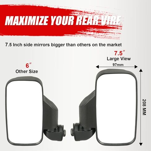 UTV Side Mirrors Compatible with Can-am Maverick Trail Sport, Polaris Ranger XP, General, Brutus, Taxis All Adjustable Break-Away Rear View Mirror in Saudi Arabia