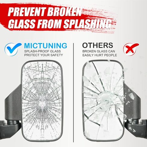 UTV Side Mirrors Compatible with Can-am Maverick Trail Sport, Polaris Ranger XP, General, Brutus, Taxis All Adjustable Break-Away Rear View Mirror in Saudi Arabia