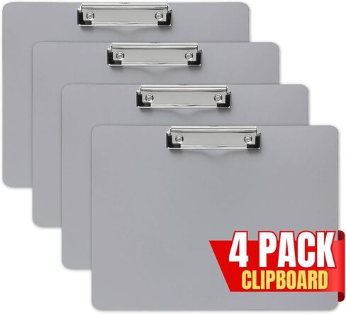 1InTheOffice Landscape Clipboard, Horizontal Clipboard, 8 1/2" x 11" Silver, 4 Pack in Saudi Arabia