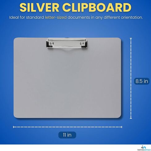 1InTheOffice Landscape Clipboard, Horizontal Clipboard, 8 1/2" x 11" Silver, 4 Pack in Saudi Arabia
