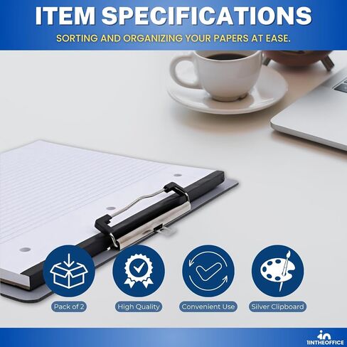 1InTheOffice Landscape Clipboard, Horizontal Clipboard, 8 1/2" x 11" Silver, 4 Pack in Saudi Arabia