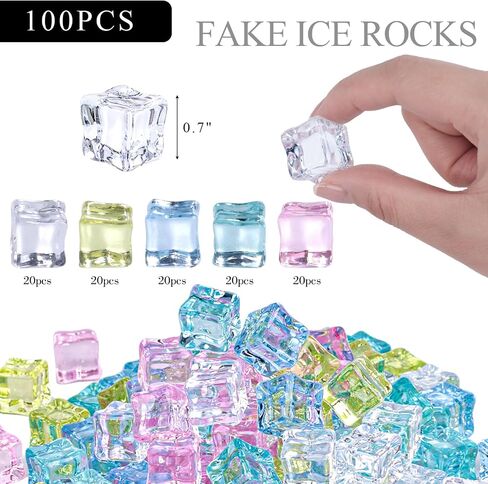 FUTUREPLUSX 100PCS Colorful Vase Fillers, Acrylic Fake Crushed Ice Cubes Fish Tank Vase Centerpiece Party Table Scatter Photography Props Display in Saudi Arabia