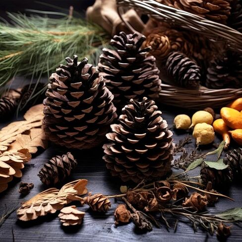 12 قطعة من مخاريط الصنوبر الكبيرة، من 3 إلى 4 بوصات غير معطرة من مخاريط الصنوبر لعيد الميلاد للحرف اليدوية وحشو مزهرية طاولة شجرة الكريسماس ديكور المنزل in Kuwait