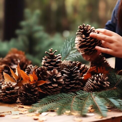 12 قطعة من مخاريط الصنوبر الكبيرة، من 3 إلى 4 بوصات غير معطرة من مخاريط الصنوبر لعيد الميلاد للحرف اليدوية وحشو مزهرية طاولة شجرة الكريسماس ديكور المنزل in Kuwait