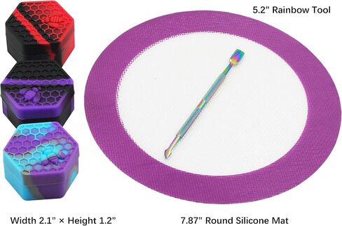 26ml Wax Hexagon Silicone Containers Non-stick Concentrate Jars with 7.87" Silicone Mat and 5.2" Carving Tool in Saudi Arabia
