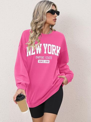 ORANDESIGNE Oversized Graphic Sweatshirt for Women Long Sleeve Crewneck Pullover Casual Fall Hoodie Tops 2024 in Kuwait
