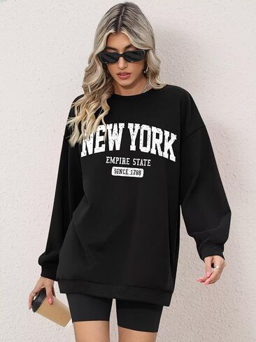 ORANDESIGNE Oversized Graphic Sweatshirt for Women Long Sleeve Crewneck Pullover Casual Fall Hoodie Tops 2024 in Kuwait